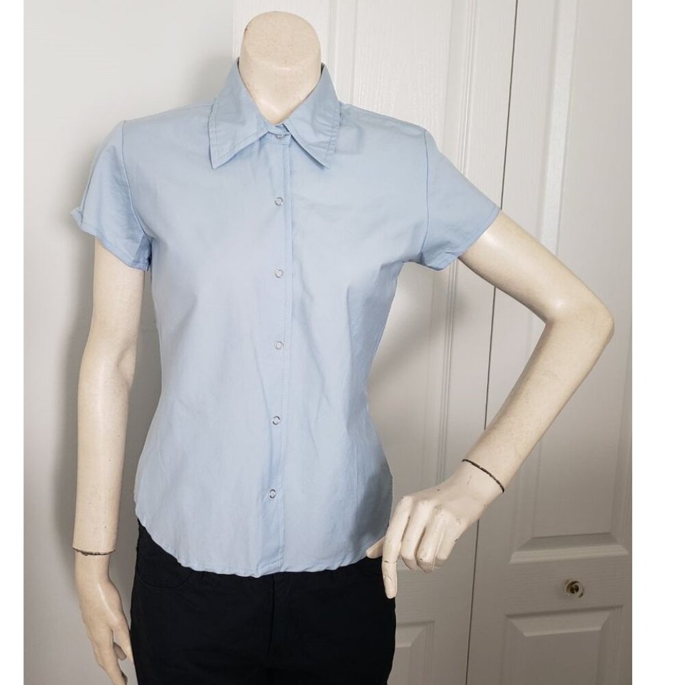 Bluenotes Baby blue snap button up short sleeve MEDIUM GUC